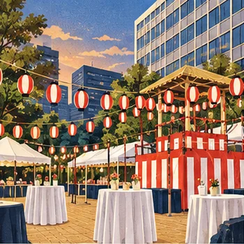 オフィス夏祭り・社内縁日のイラスト