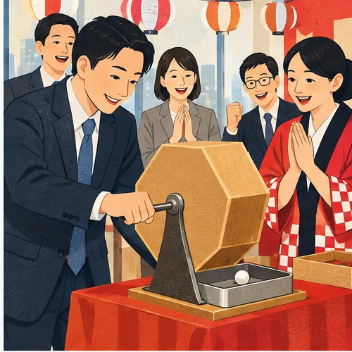 くじ引きを楽しむ企業イベント