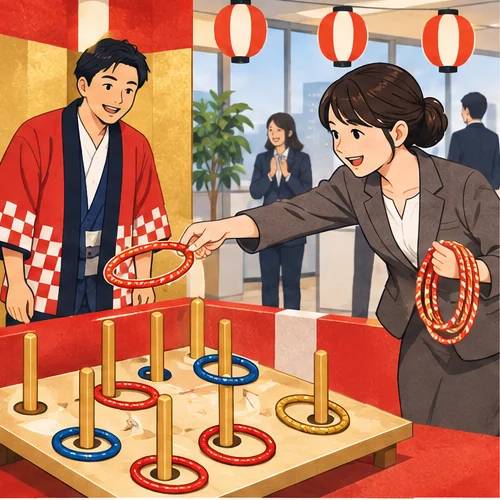 輪投げを楽しむ企業イベント