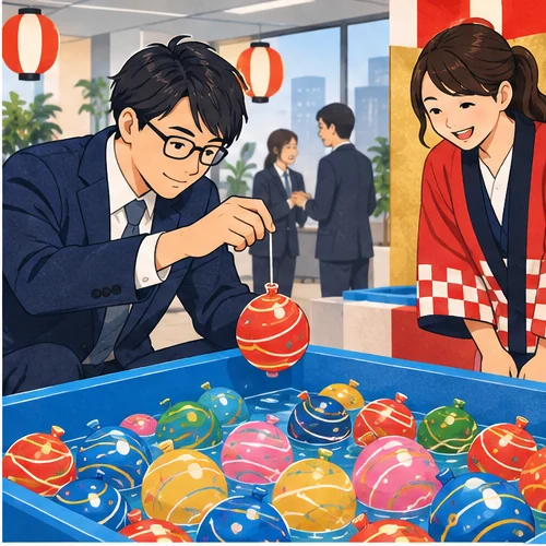 ヨーヨー釣りを楽しむ企業イベント